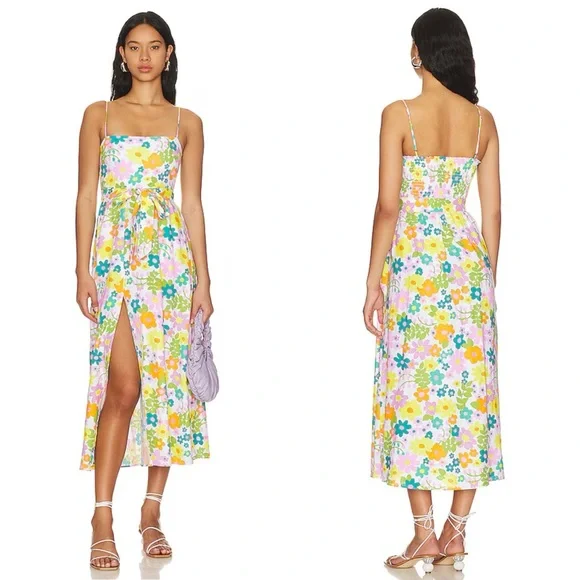 NWT Show Me Your Mumu Amalfi Coast Midi Dress Petal Pop Floral - Picture 2 of 6